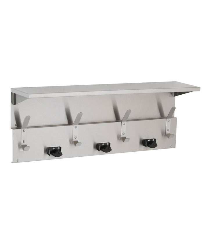 Bobrick B-239x34 Shelf, 3 Mop Holders, 4 Rag Hooks – 34" Length — product view