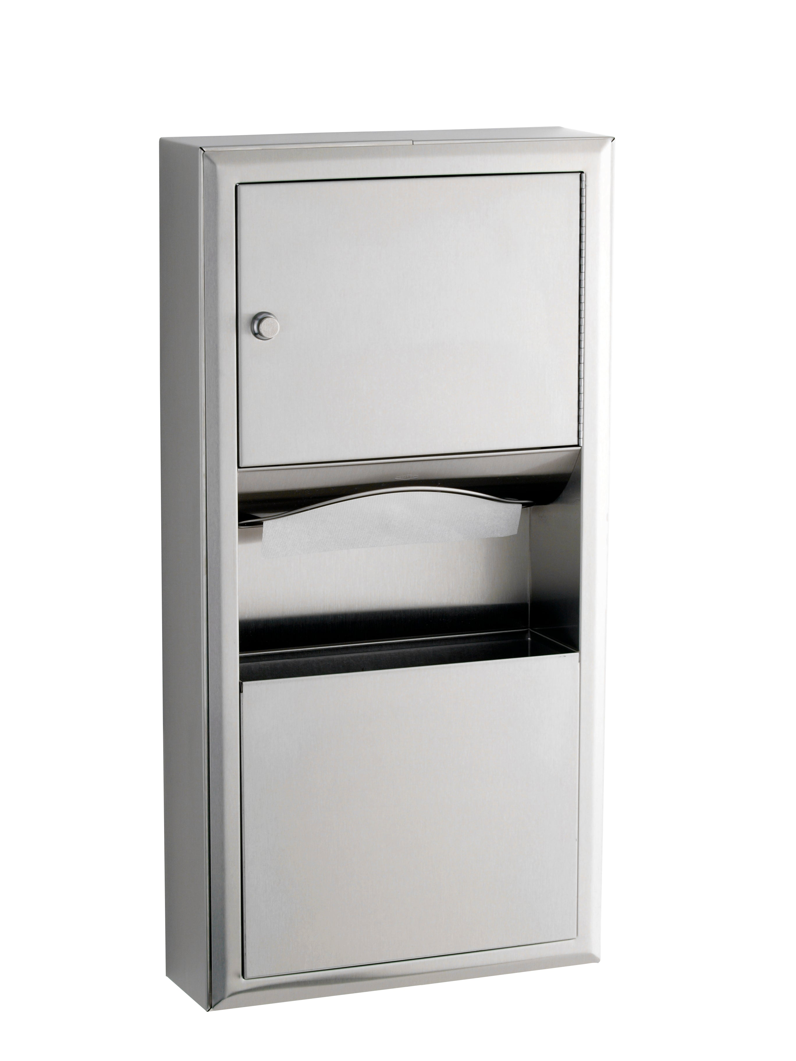 Bobrick B-3699 Surface-Mounted Paper Towel Dispenser and Waste Receptacle — product view