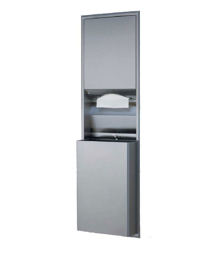 Bobrick B-3942 Convertible Semi-Recessed Paper Towel Disp./Waste Recep. – 12-Gal. — product view