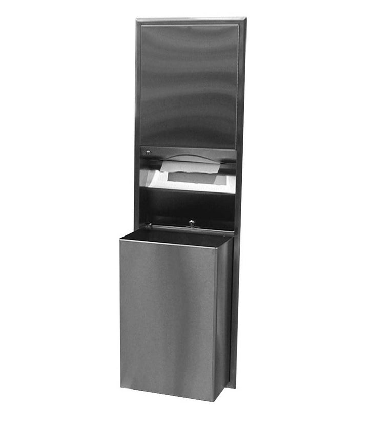 Bobrick B-3947 Convertible Paper Towel Disp./Waste Receptacle for 4" Wall-18-Gal. — product view