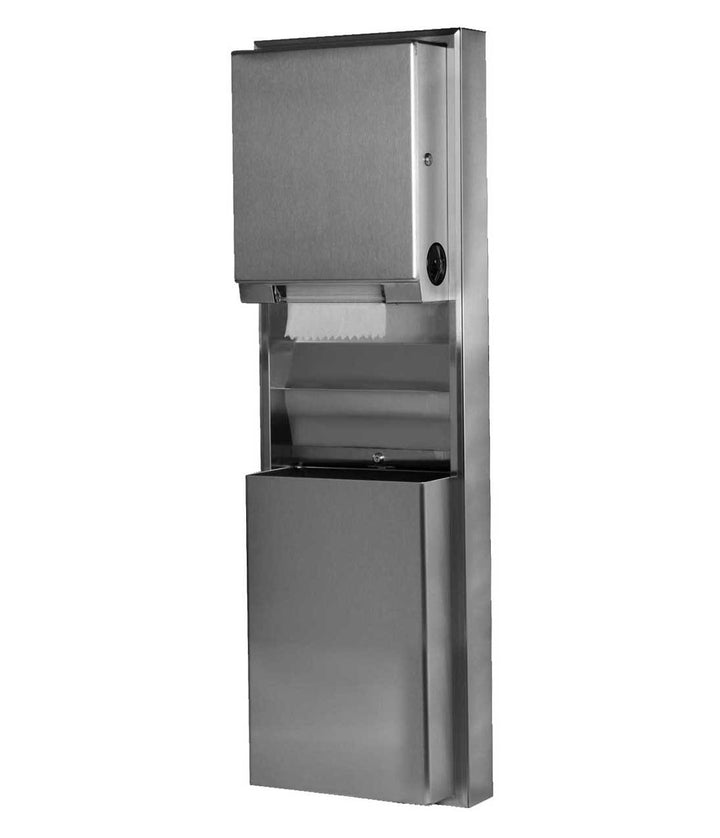 Bobrick B-39619 Convertible Surf.-Mtd. Roll Paper Towel Disp./Waste Recp. – 12-Gal. — product view