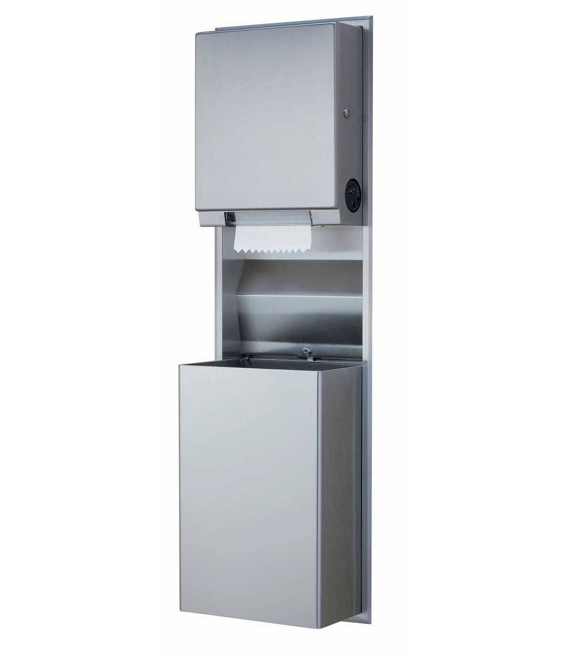 Bobrick B-3961 Convertible Paper Towel Disp./Waste Receptacle for 4" Wall-12-Gal. — product view