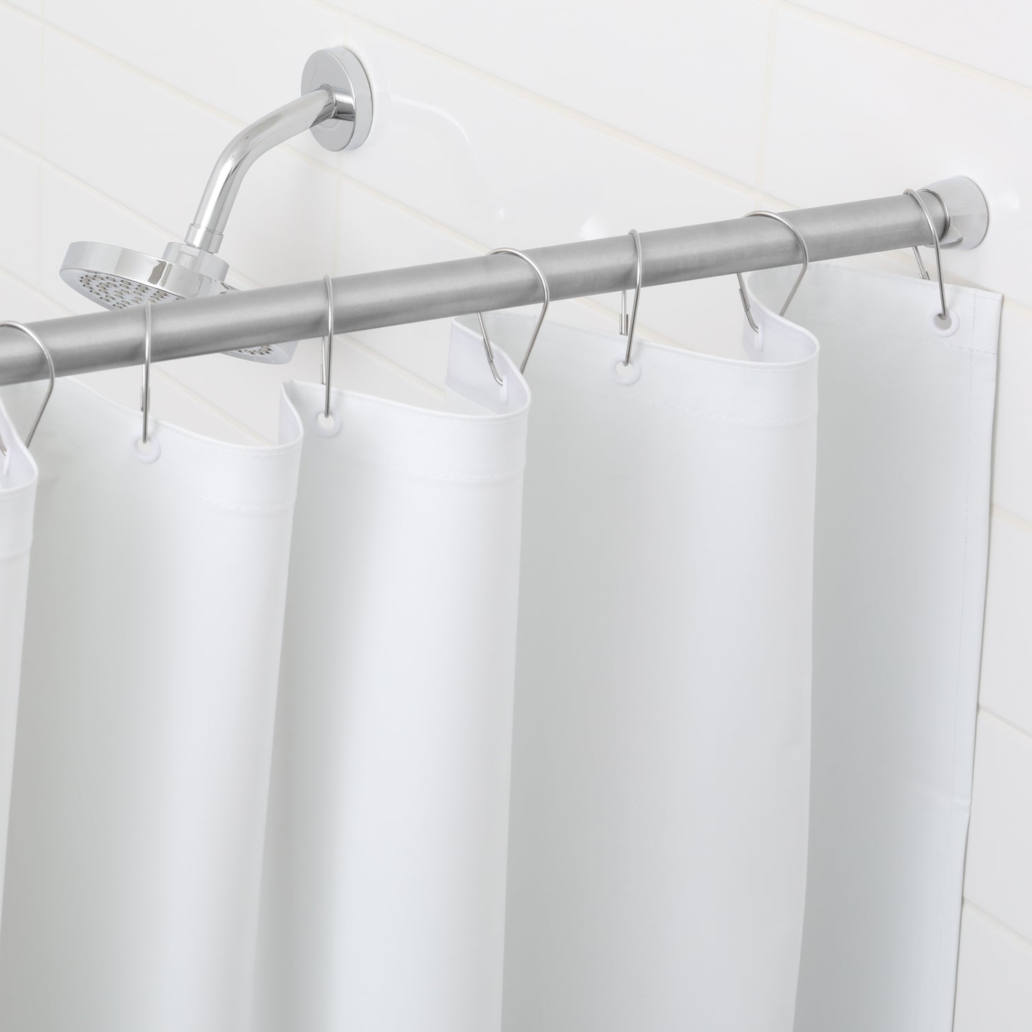 Bobrick B-204-2 Shower Curtain, 42" W x 72" H, White, Order 7 Hooks Separately — product view