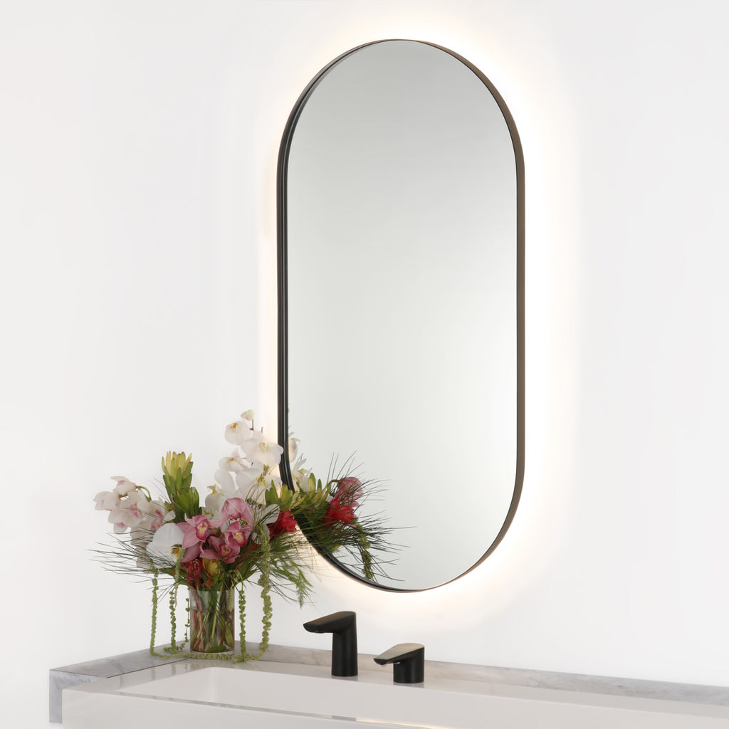 Bobrick B-104 2448.MBLK Pill Shaped Matte Black Mirror 24" x 48" — alternate view 3