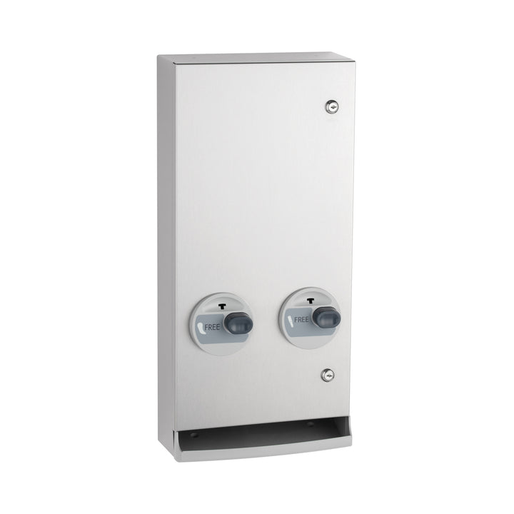 Bobrick B-2706C Surface-Mounted Push-Button Napkin/Tampon Vendor, Free no-coin Operation — product view