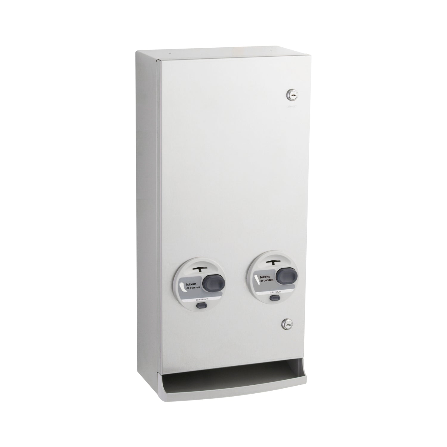 Bobrick B-2706T Surface-Mounted Push-Button Napkin/Tampon Vendor, Token Operation — product view