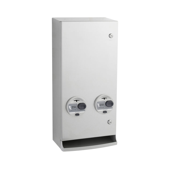 Bobrick B-2706 25 Surface-Mounted Push-Button Napkin/Tampon Vendor, Single-Coin 25¢ Operation — product view