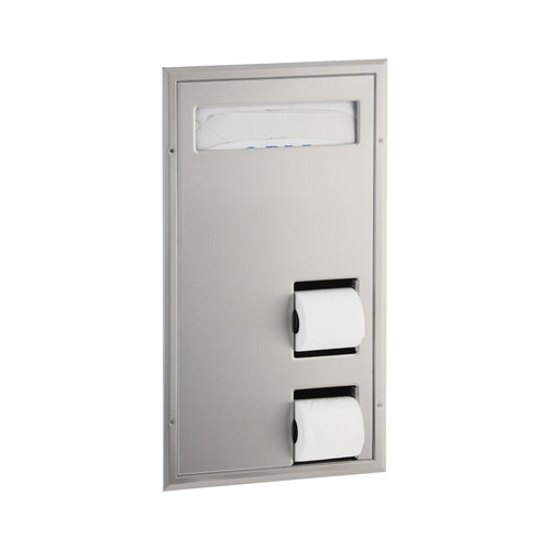 Bobrick B-34715 Partition-Mounted Seat Cover Dispenser Dual-Roll Disp. – Accessible Design — product view