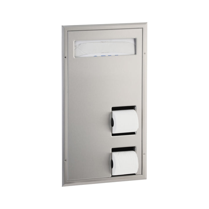 Bobrick B-34715 Partition-Mounted Seat Cover Dispenser Dual-Roll Disp. – Accessible Design — product view