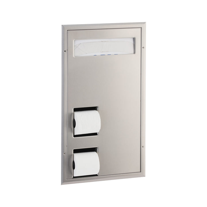 Bobrick B-3471 Partition-Mounted Seat Cover Dispenser Dual-Roll Disp. – Accessible Design — product view