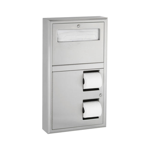 Bobrick B-3479 Surface-Mounted Seat Cover Dispenser and Dual-Roll Toilet Tissue Disp. — product view