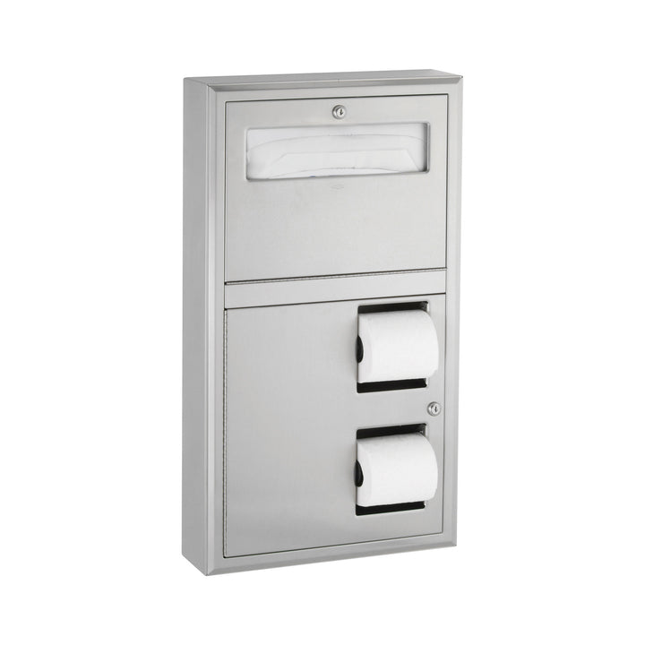 Bobrick B-3479 Surface-Mounted Seat Cover Dispenser and Dual-Roll Toilet Tissue Disp. — product view
