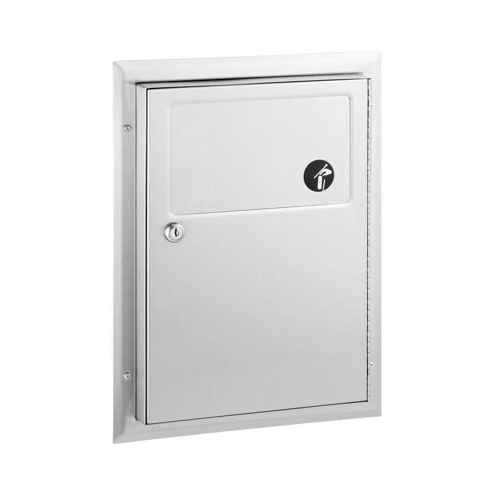 Bobrick B-354 Partition-Mounted Sanitary Napkin Disposal, 1.2-Gal. for 2 Compartments — product view