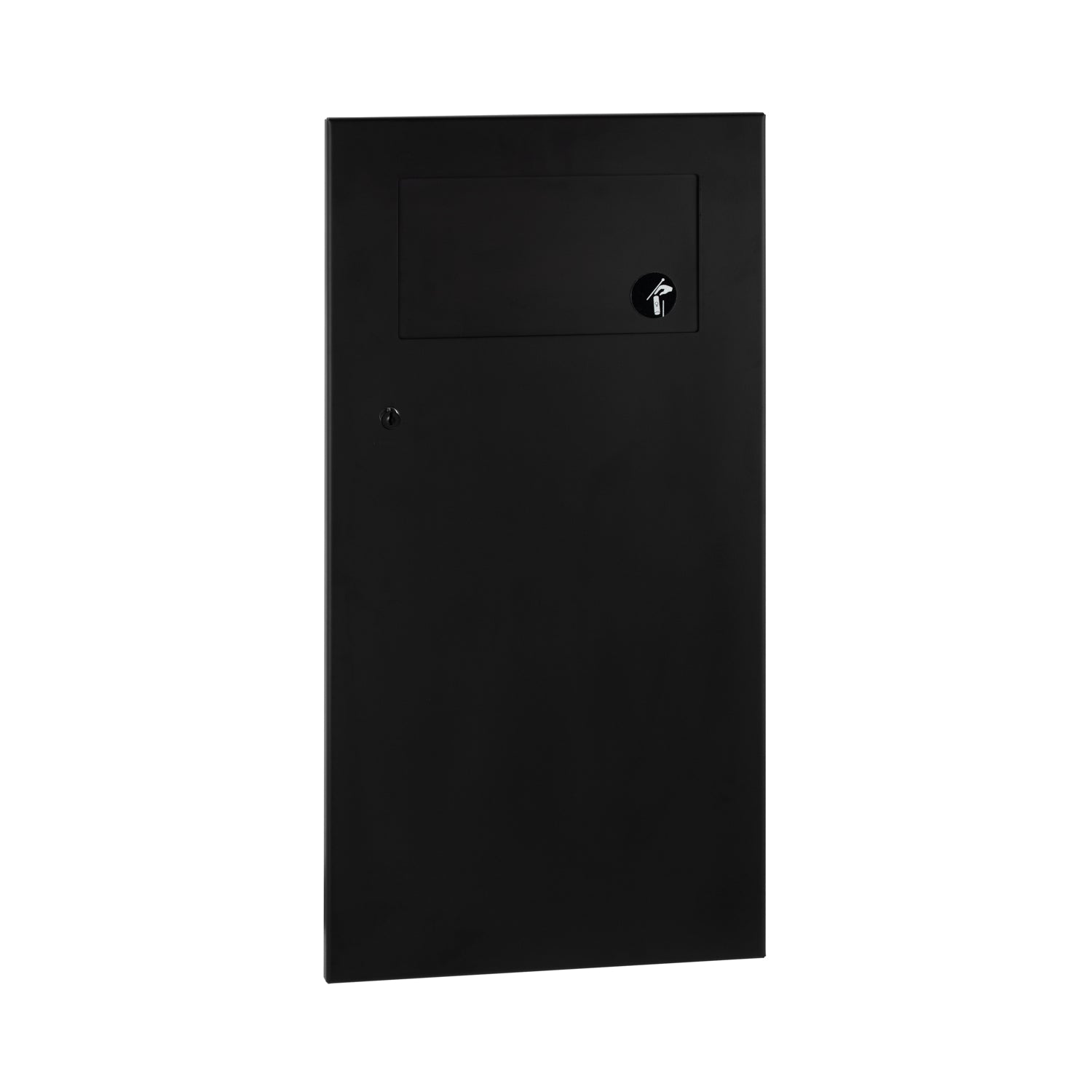 Bobrick B-35633.MBLK Recessed Waste Receptacle w/Disposal Door, 3-Gal., Matte Black — product view