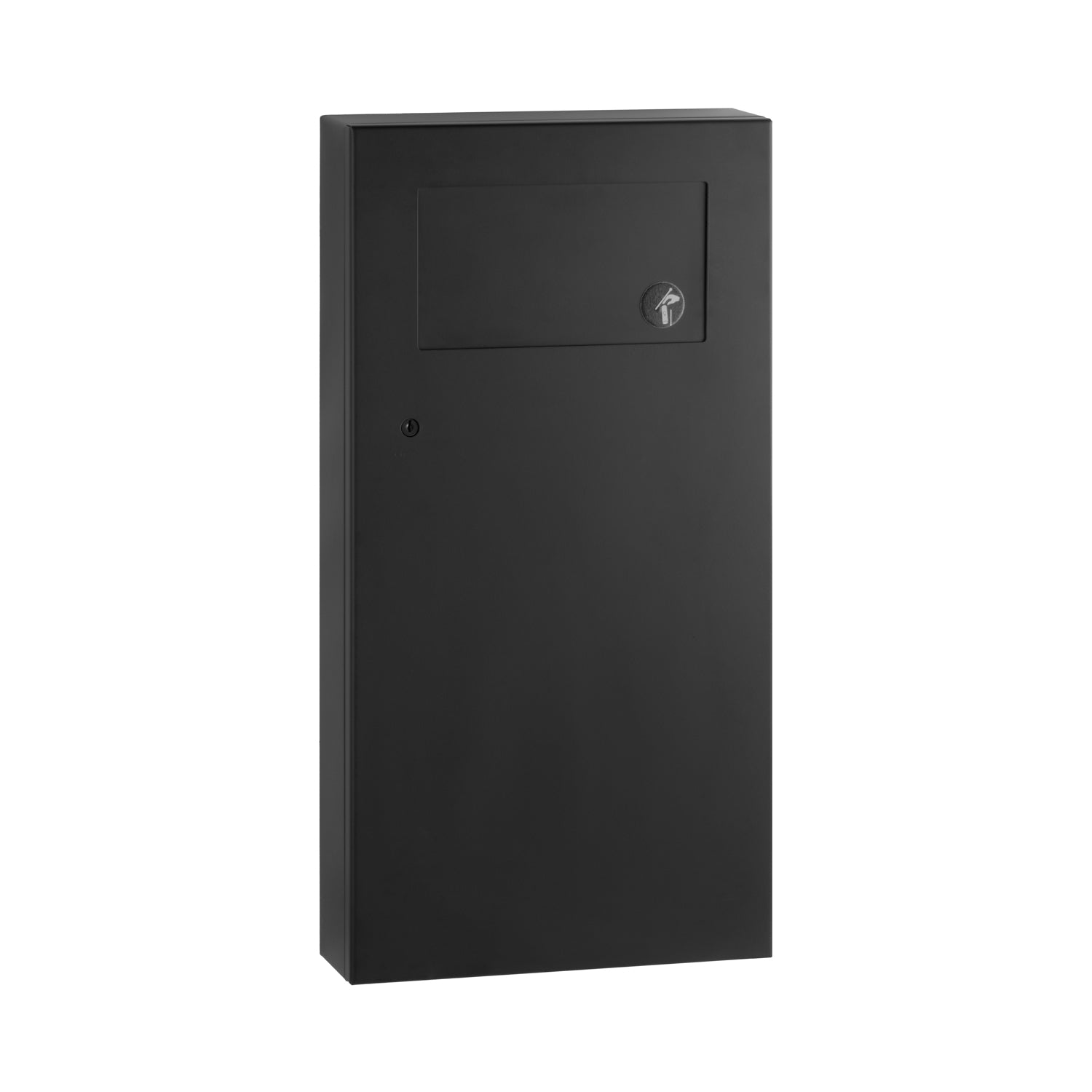 Bobrick B-35639.MBLK Surface-Mtd. Waste Receptacle w/Disposal Door, 3-Gal., Matte Black — product view