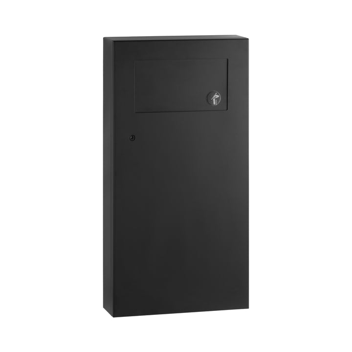 Bobrick B-35639.MBLK Surface-Mtd. Waste Receptacle w/Disposal Door, 3-Gal., Matte Black — product view