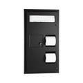 Bobrick B-357.MBLK Partition-Mounted Seat Cover Dispenser Napkin Disposal, 0.8-Gal. Dual-Roll Toilet Tissue Dispenser, Matte Black — product view