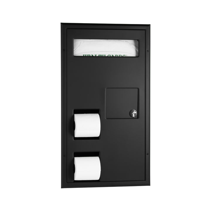 Bobrick B-3571.MBLK Partiton-Mounted Seat Cover Dispenser Disposal, 0.8-Gal. Toilet Tissue Dispenser – Accessible Design, Matte Black — product view
