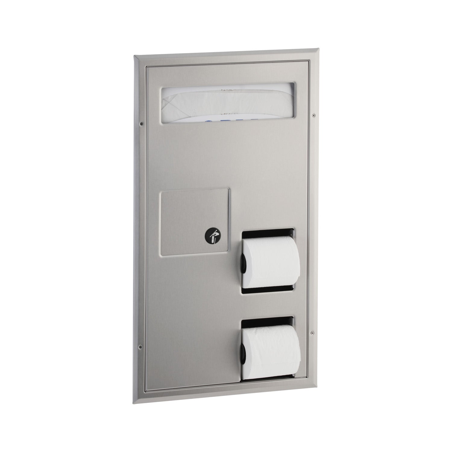 Bobrick B-35715 Partiton-Mounted Seat Cover Dispenser Disposal, 0.8-Gal. Toilet Tissue Dispenser – Accessible Design — product view