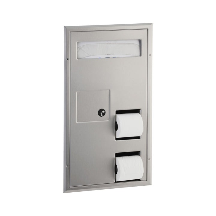 Bobrick B-35715 Partiton-Mounted Seat Cover Dispenser Disposal, 0.8-Gal. Toilet Tissue Dispenser – Accessible Design — product view