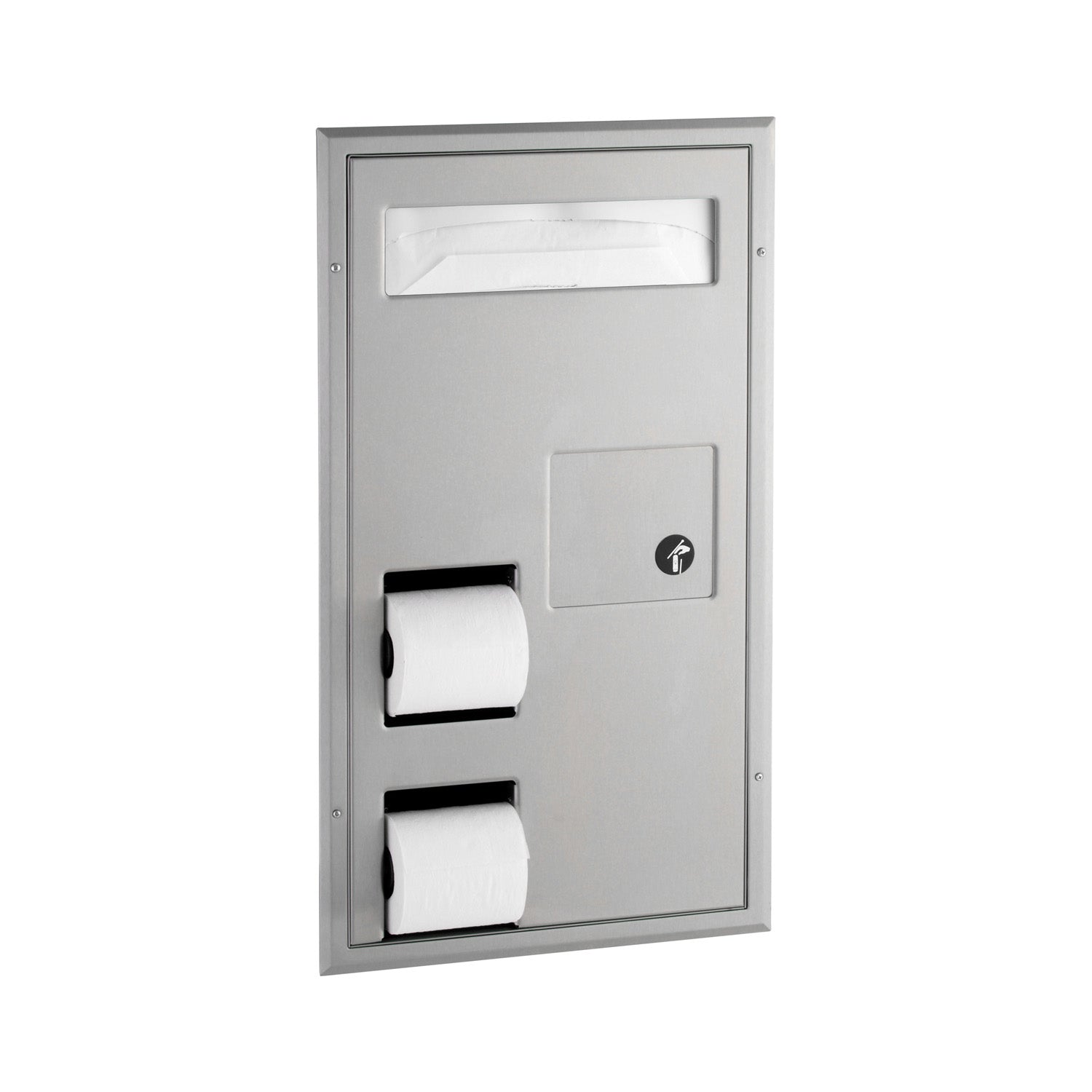 Bobrick B-3571 Partiton-Mounted Seat Cover Dispenser Disposal, 0.8-Gal. Toilet Tissue Dispenser – Accessible Design — product view