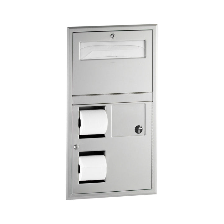 Bobrick B-35745 Recessed Seat Cover Dispenser, Disposal, 0.8-Gal. Toilet Tissue Dispenser — product view