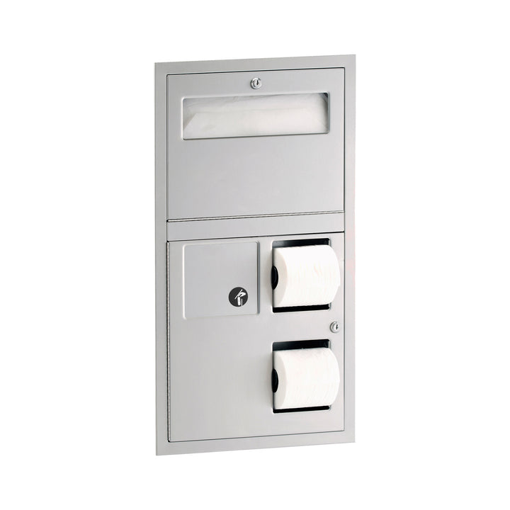 Bobrick B-3574 Recessed Seat Cover Dispenser, Disposal, 0.8-Gal. Toilet Tissue Dispenser — product view