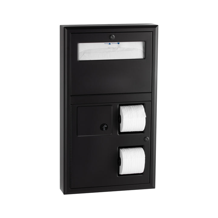 Bobrick B-3579.MBLK Surface-Mounted Seat Cover Dispenser Disposal, 0.8-Gal. Toilet Tissue Dispenser, Matte Black — product view