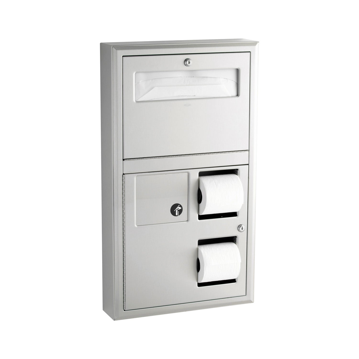 Bobrick B-3579 Surface-Mounted Seat Cover Dispenser Disposal, 0.8-Gal. Toilet Tissue Dispenser — product view