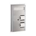 Bobrick B-357 Partition-Mounted Seat Cover Dispenser Napkin Disposal, 0.8-Gal. Dual-Roll Toilet Tissue Dispenser — product view