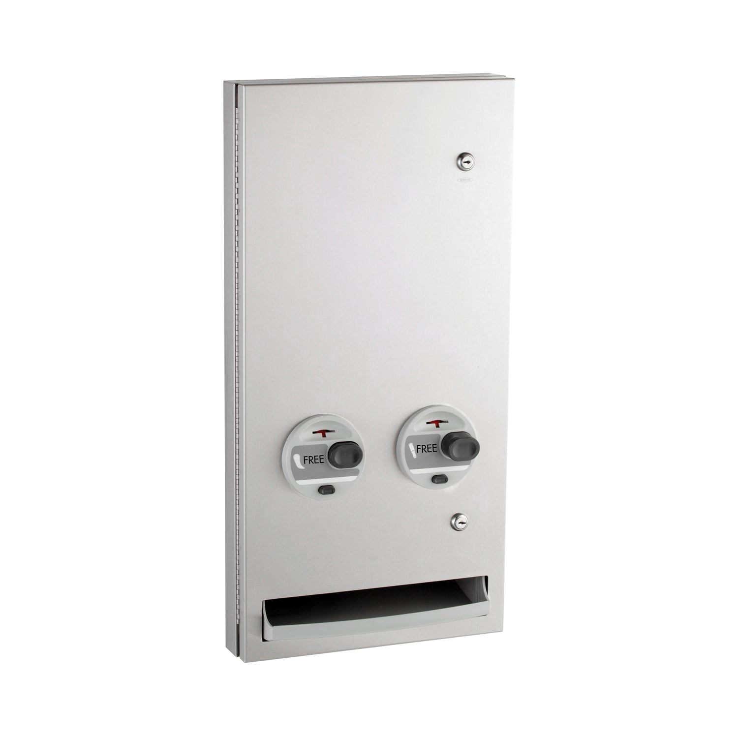 Bobrick B-370634C Semi-Recessed Push-Button Napkin/Tampon Vendor, Free no-coin Operation — product view