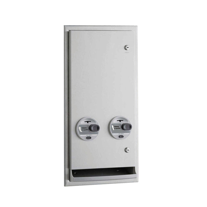 Bobrick B-3706T Recessed or Semi-Recessed Push-Button Napkin/Tampon Vendor, Token Operation — product view
