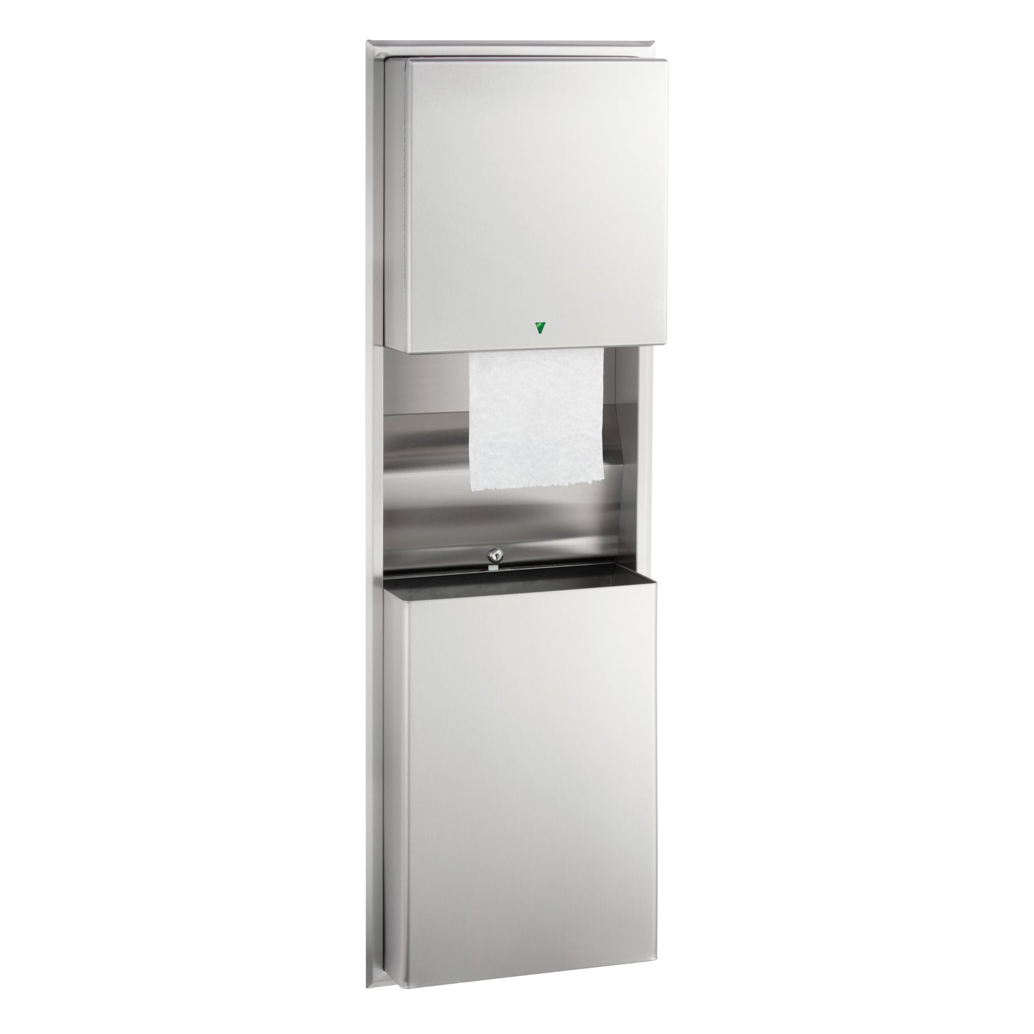 Bobrick B-3974 Recessed Automatic Universal Roll Paper Towel Dispenser / Waste Receptacle-12-Gal. — product view
