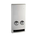 Bobrick B-47064 25 Semi-Recessed Push-Button Napkin/Tampon Vendor, Single-Coin 25¢ Operation — product view