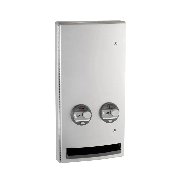 Bobrick B-47064C Semi-Recessed Push-Button Napkin/Tampon Vendor, Free no-coin Operation — product view