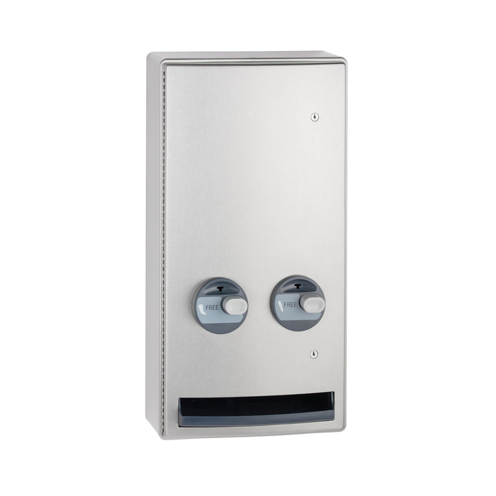 Bobrick B-47069C Surface-Mounted Push-Button Napkin/Tampon Vendor, Free no-coin Operation — product view