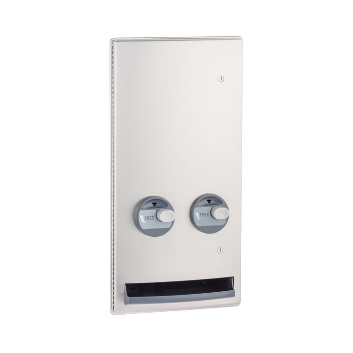 Bobrick B-4706C Recessed Push-Button Napkin/Tampon Vendor, Free no-coin Operation — product view