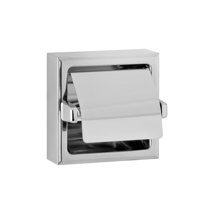 Bobrick B-6699 Surface-Mounted Toilet Tissue Dispenser with Hood, Bright-Polished Stainless Steel Finish — product view