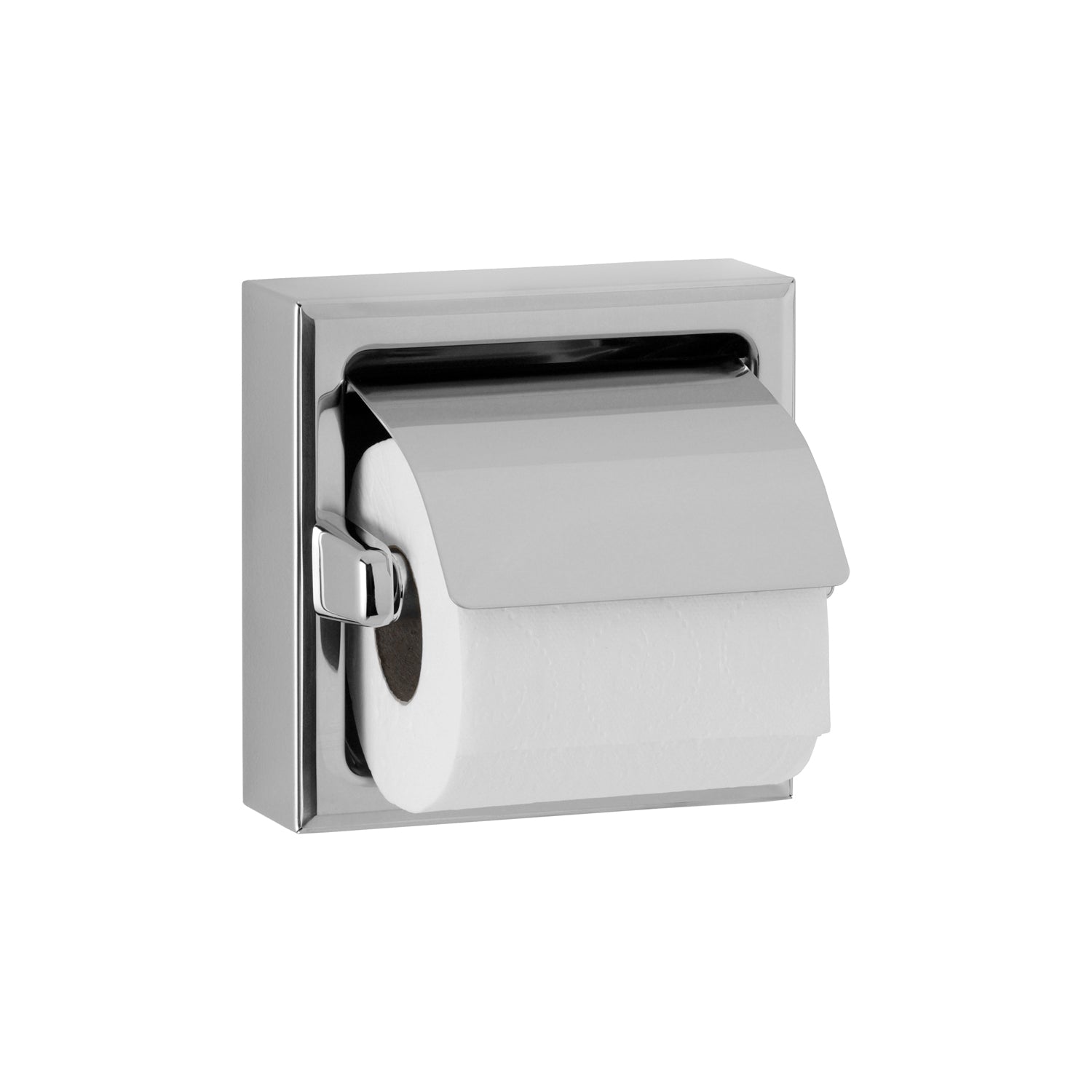 Bobrick B-6699 Surface-Mounted Toilet Tissue Dispenser with Hood, Bright-Polished Stainless Steel Finish — alternate view 2