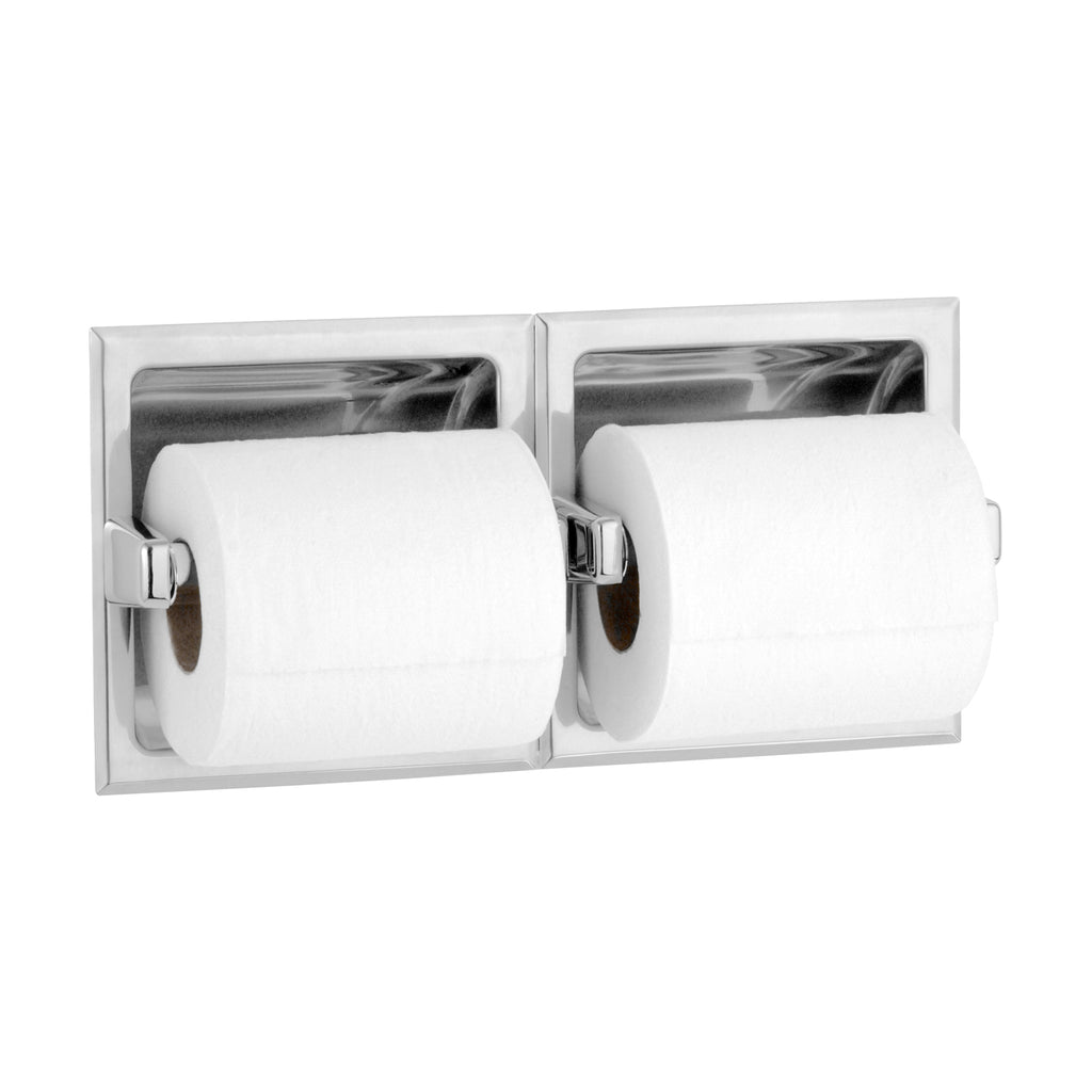 Bobrick B-6977 Toilet Tissue Dispenser, 2 Rolls, Mounting Clamp, Satin Finish — alternate view 2