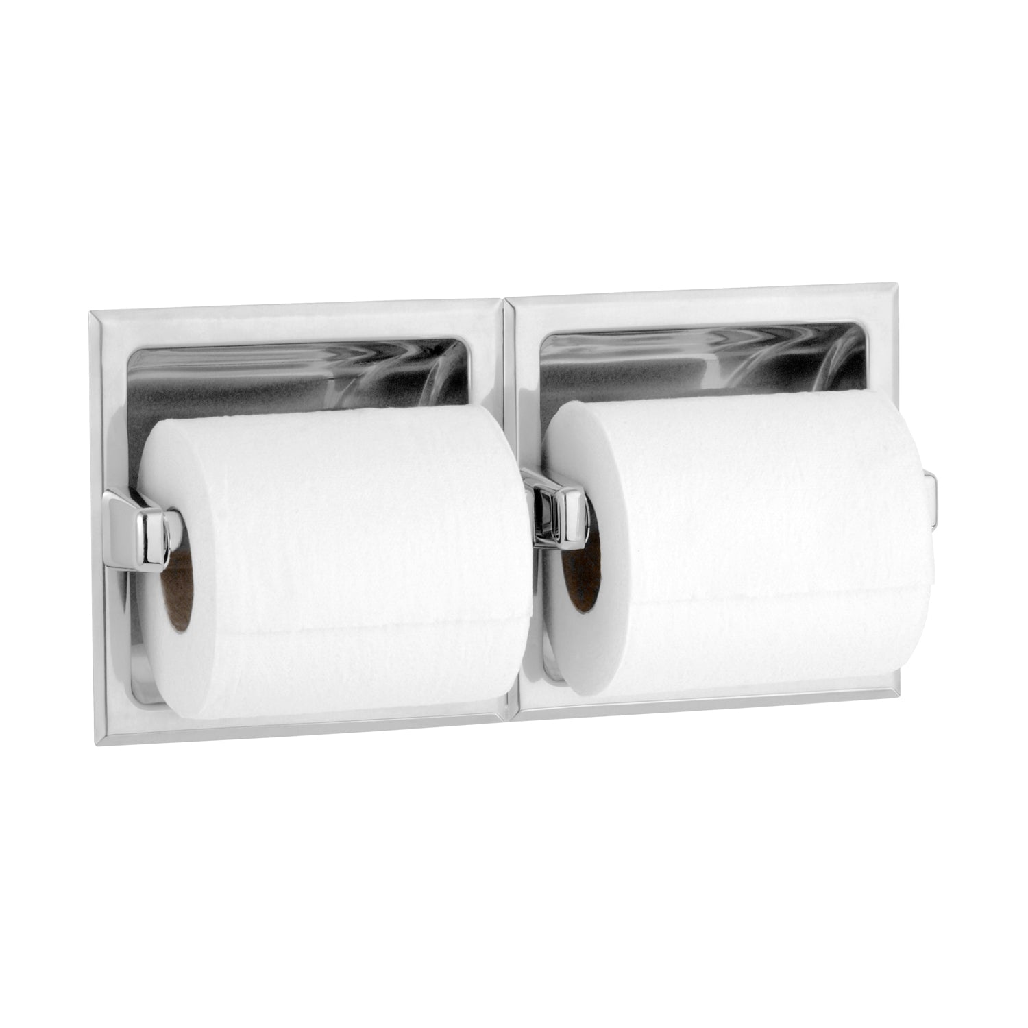 Bobrick B-697 Toilet Tissue Dispenser, 2 Rolls, Mounting Clamp, Bright-Polished Stainless Steel Finish — alternate view 2