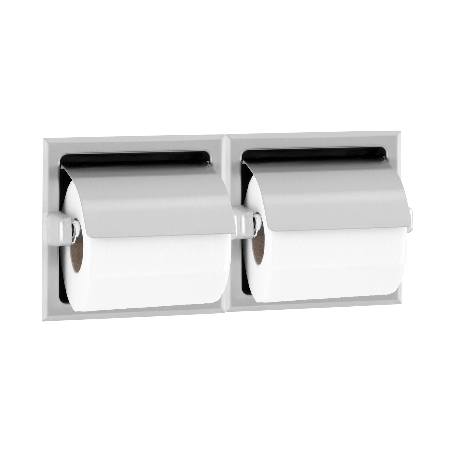 Bobrick B-6997 Toilet Tissue Dispenser, Hoods, 2 Rolls, Mounting Clamp, Satin Finish — alternate view 2