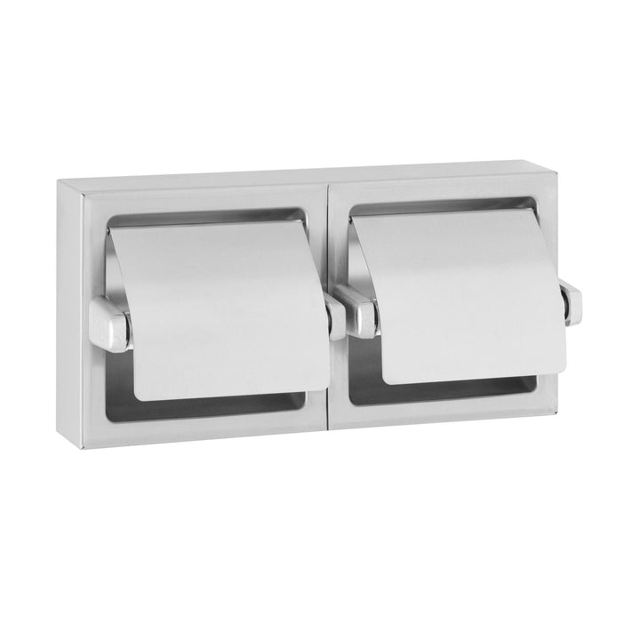 Bobrick B-69997 Surface-Mounted Toilet Tissue Dispenser, Hoods, 2 Rolls, Satin Finish — product view