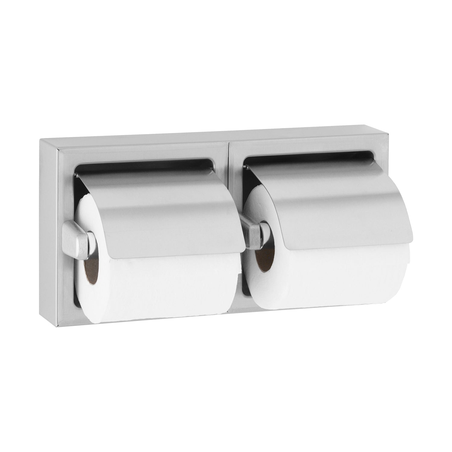 Bobrick B-69997 Surface-Mounted Toilet Tissue Dispenser, Hoods, 2 Rolls, Satin Finish — alternate view 2