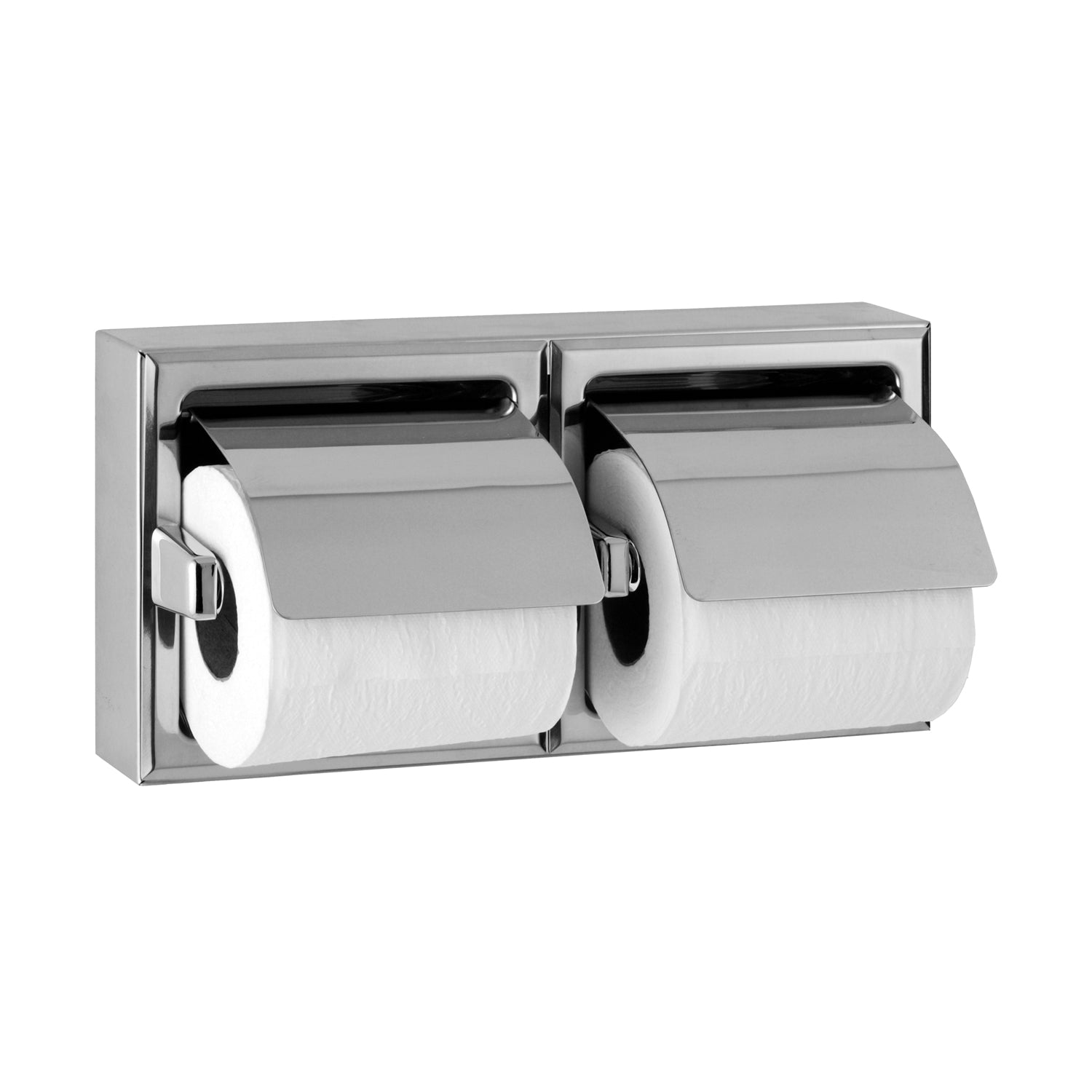 Bobrick B-6999 Surface-Mounted Toilet Tissue Dispenser, Hoods, 2 Rolls, Bright-Polished Stainless Steel Finish — alternate view 2