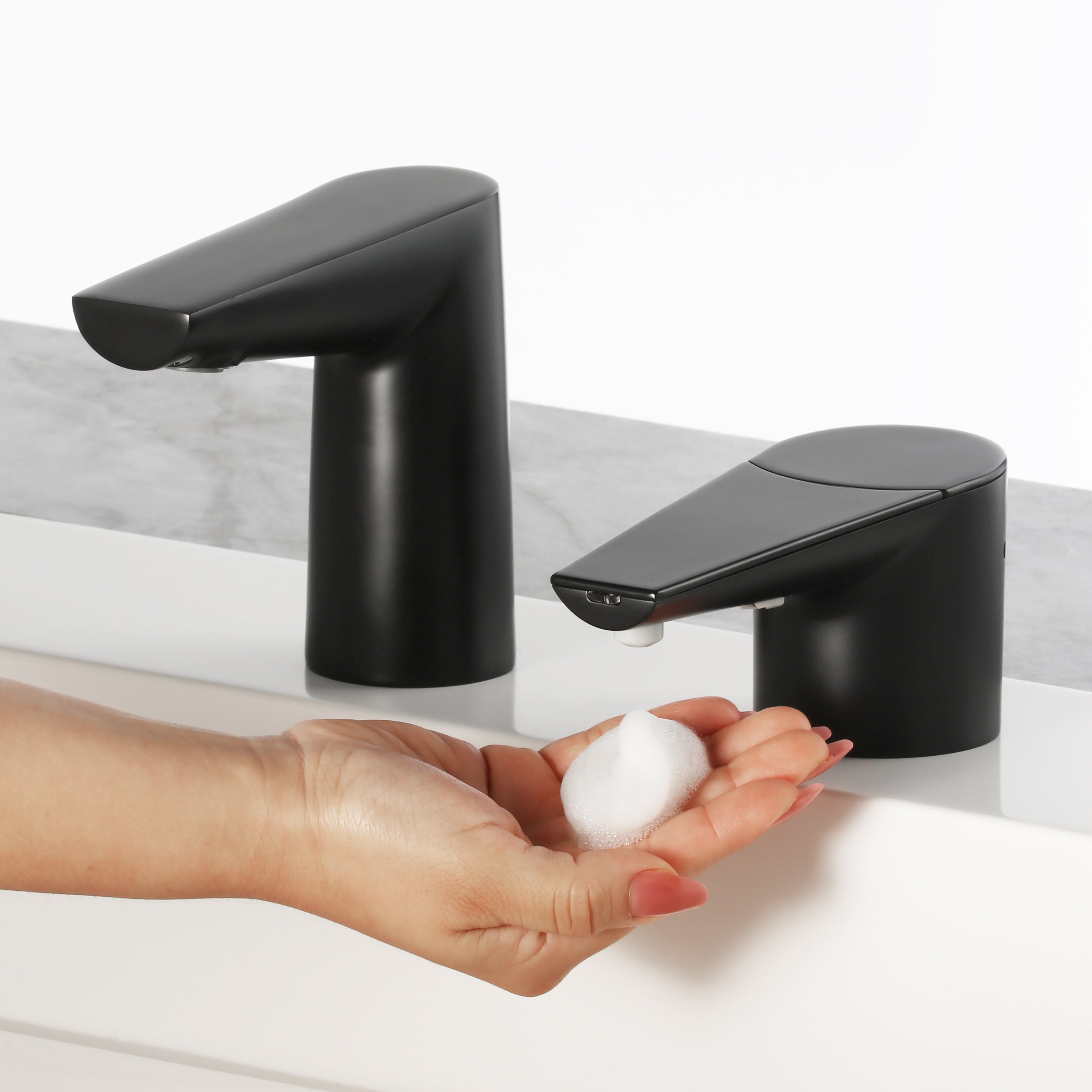 Bobrick B-862 NEW: Designer Series Automatic Top Fill Foam Soap Dispenser, Matte Black — alternate view 3