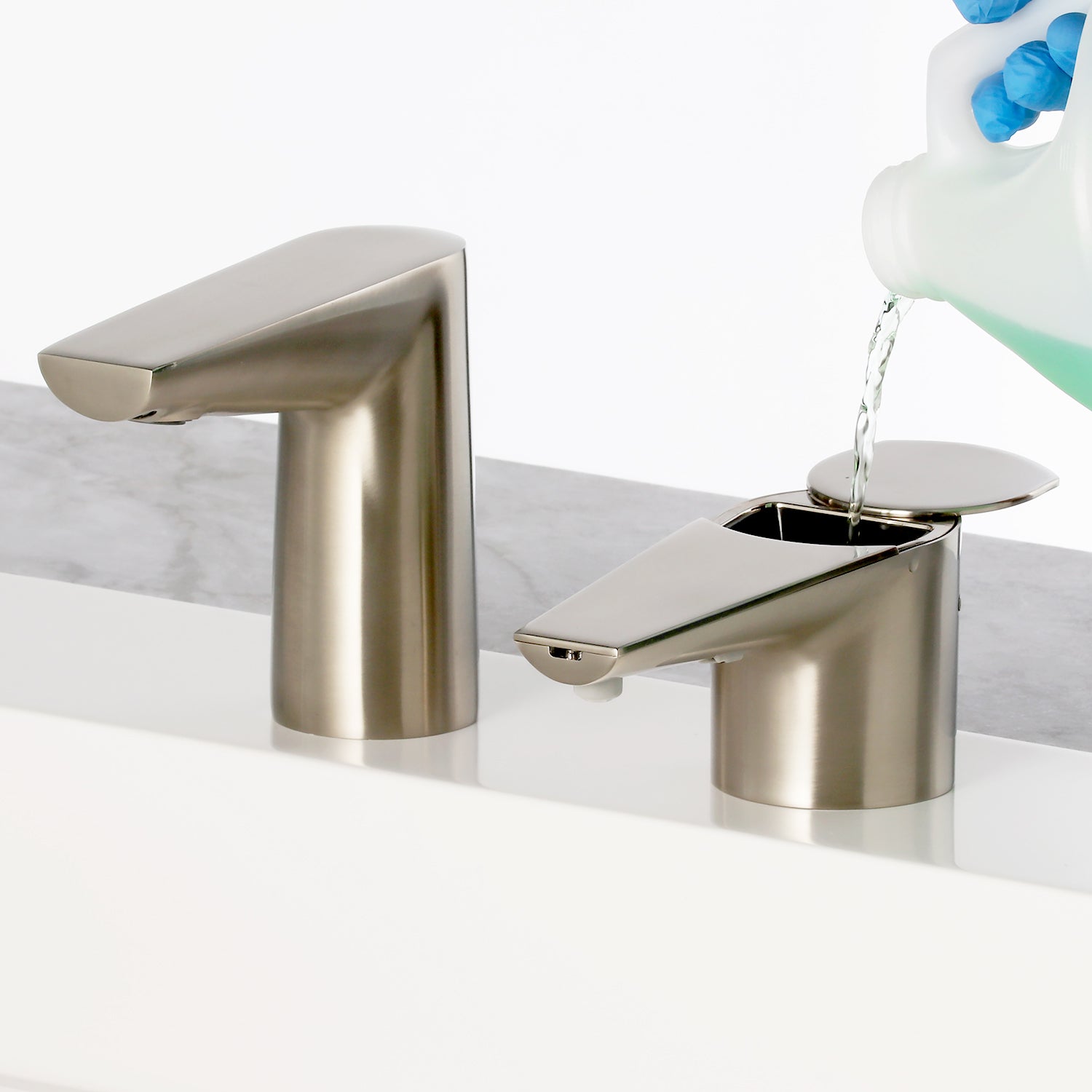 Bobrick B-865 NEW: Designer Series Automatic Top Fill Foam Soap Dispenser, Brushed Nickel — alternate view 2