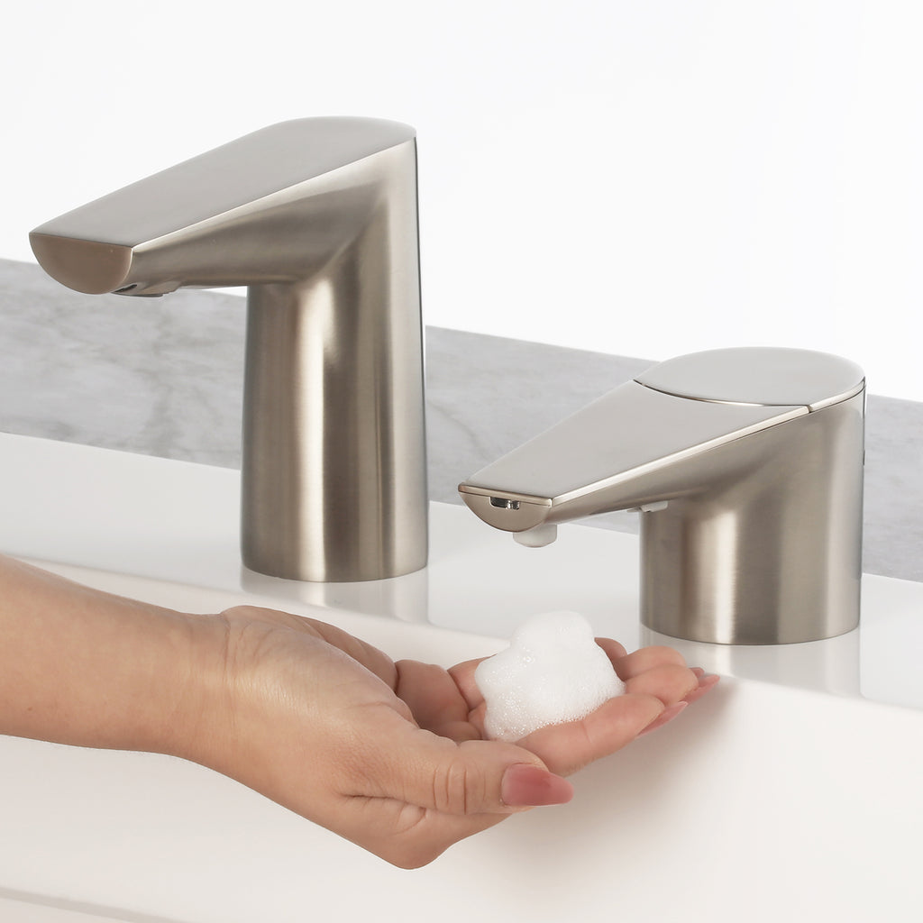 Bobrick B-865 NEW: Designer Series Automatic Top Fill Foam Soap Dispenser, Brushed Nickel — alternate view 3