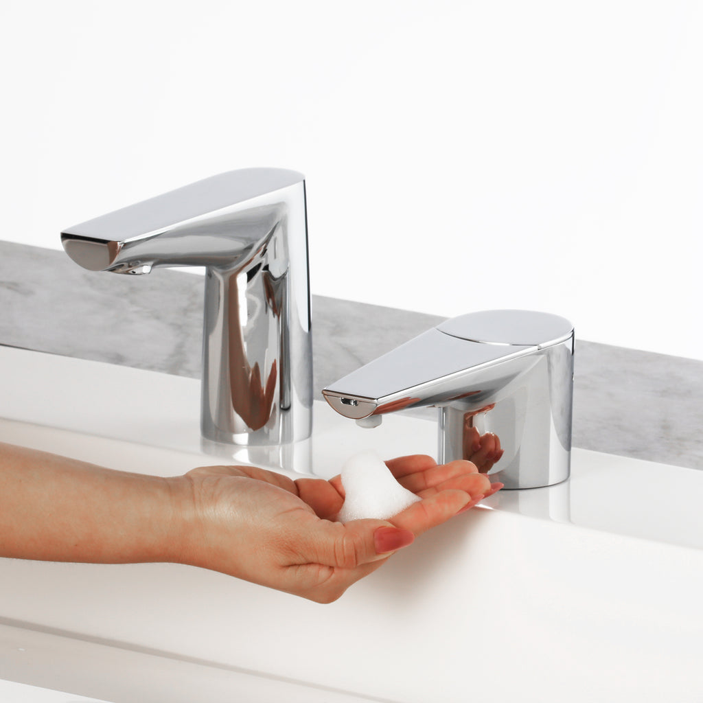 Bobrick B-868 NEW: Designer Series Automatic Top Fill Foam Soap Dispenser, Polished Chrome — alternate view 3