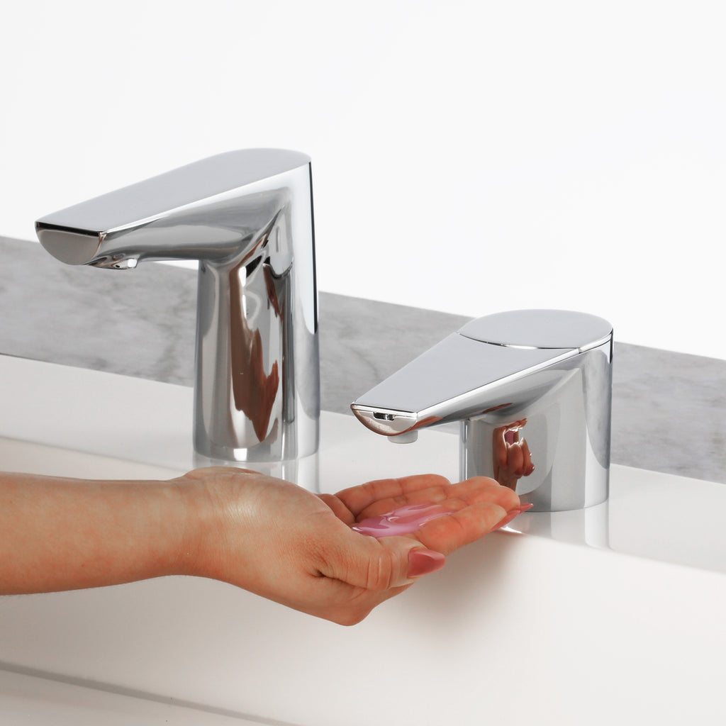 Bobrick B-878 NEW: Designer Series Automatic Top Fill Liquid Soap Dispenser, Polished Chrome — alternate view 3